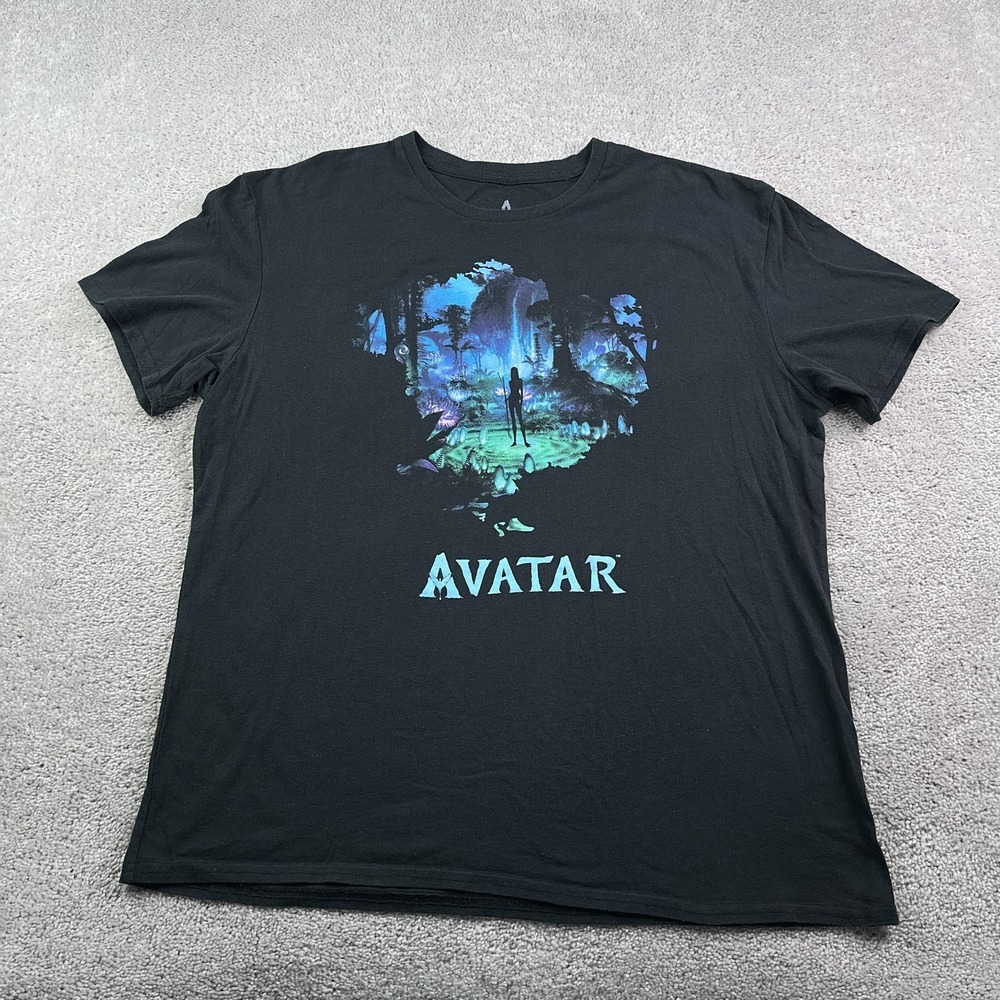 Avatar Shirt Mens Large Black Neytiri Pandora Night Scene Graphic Tee Na'vi